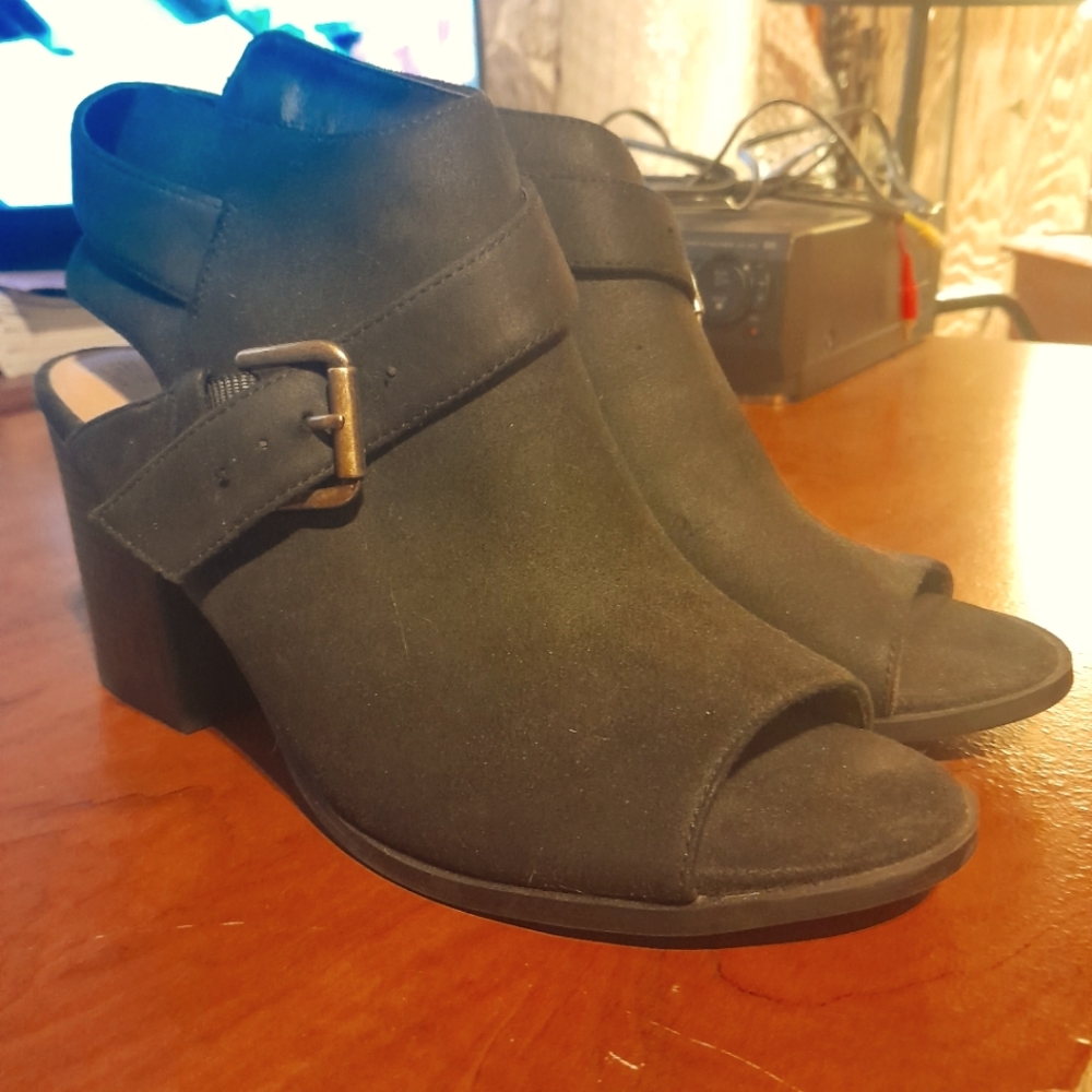 TIME AND TRU Women's Block Heel Peep-Toe, Fashion Shoes, Black size 8.5